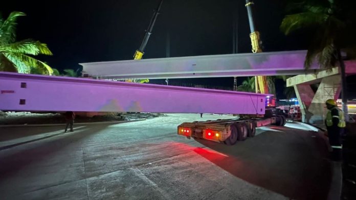 Avanza el Nodo Vial de Las Juntas con la instalación de las primeras trabes del puente vehicular. La obra ya presenta un 60% de avance